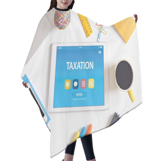 Personality  TAXATION CONCEPT ON TABLET PC  Hair Cutting Cape