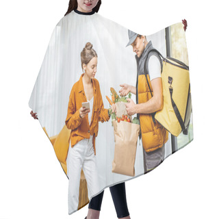 Personality  Courier Delivering Groceries Home Hair Cutting Cape