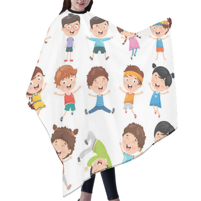 Personality  Vector Illustration Of Cartoon Children Hair Cutting Cape