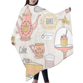 Personality  Colorful Collection Of Baking Items And Sweets. Hair Cutting Cape