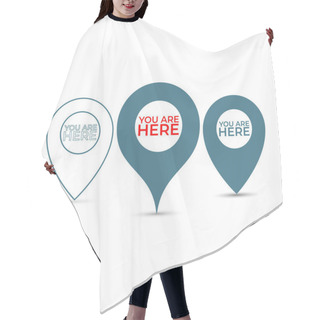 Personality  You Are Here. Thin Out Line Pin Location Gps Icon. Geometric Red Hair Cutting Cape