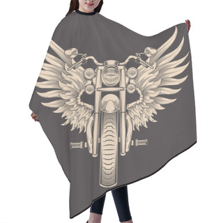Personality  Illustration Of Motorcycle With Wings. Hair Cutting Cape
