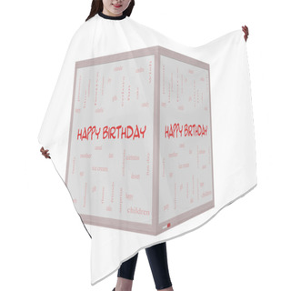 Personality  Happy Birthday 3D Word Cloud Concept On A Whiteboard Hair Cutting Cape