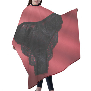 Personality  Top View Of Black Female Panties On Red Background Hair Cutting Cape