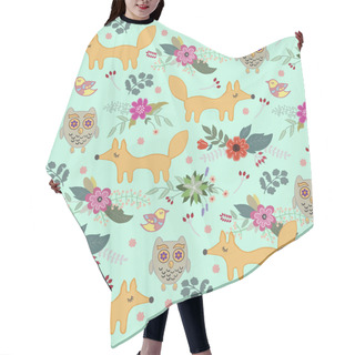 Personality  Children's Pattern With Animals And Flowers Hair Cutting Cape