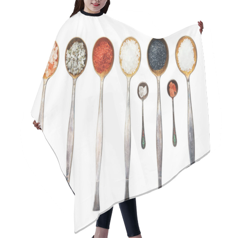 Personality  Assortment Of Salt On A White Background Hair Cutting Cape