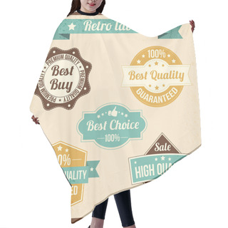 Personality  Vector Set Of Retro Labels Hair Cutting Cape