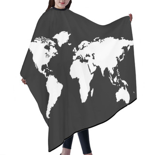 Personality  White World Map Isolated On Black Hair Cutting Cape
