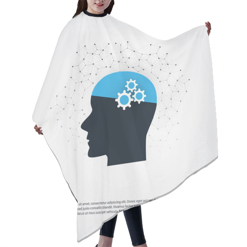 Personality  Machine Learning, Artificial Intelligence And Networks Design Concept With Human Head Hair Cutting Cape