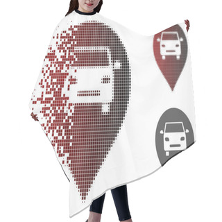 Personality  Shredded Pixel Halftone Car Map Marker Icon Hair Cutting Cape