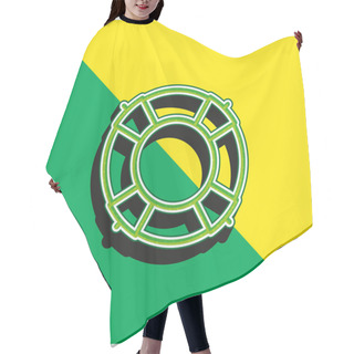 Personality  Big Lifesaver Green And Yellow Modern 3d Vector Icon Logo Hair Cutting Cape
