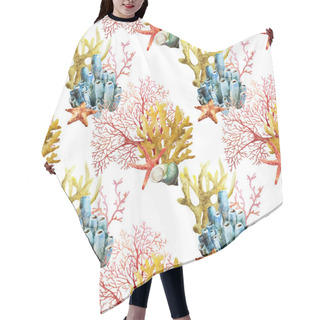 Personality  Watercolor Corals Set And Ocean Sponge Hair Cutting Cape