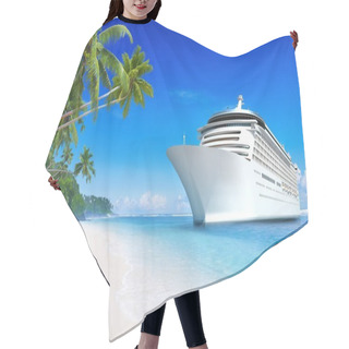 Personality  3D Cruise Ship At Tropical Beach Paradise  Hair Cutting Cape