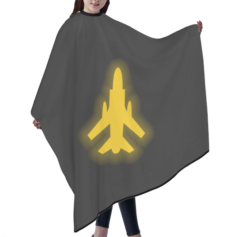 Personality  Army Airplane Bottom View Yellow Glowing Neon Icon Hair Cutting Cape