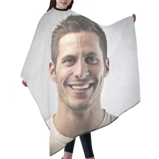 Personality  Portrait Of Handsome Man Hair Cutting Cape
