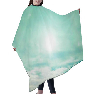 Personality  Brightly Shining Sun In The Cloudy Blue Sky, Natural Background  Hair Cutting Cape