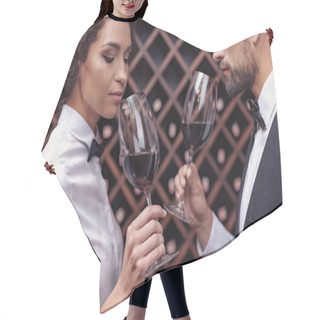 Personality  Sommeliers Tasting Wine In Cellar Hair Cutting Cape