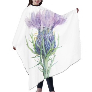 Personality  Milk Thistle, Flower Watercolor Painting, Vector Illustration. Hair Cutting Cape