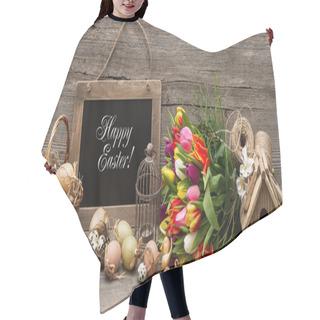 Personality  Vintage Easter Decoration With Eggs And Tulip Flowers Hair Cutting Cape