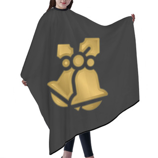 Personality  Bells Gold Plated Metalic Icon Or Logo Vector Hair Cutting Cape