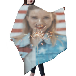 Personality  Girl In American Patriotic Outfit  Hair Cutting Cape