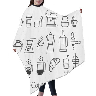 Personality  Coffee Icons With Paper Hair Cutting Cape