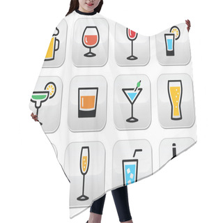 Personality  Drink Colorful Alcohol Beverage Buttons Set Hair Cutting Cape