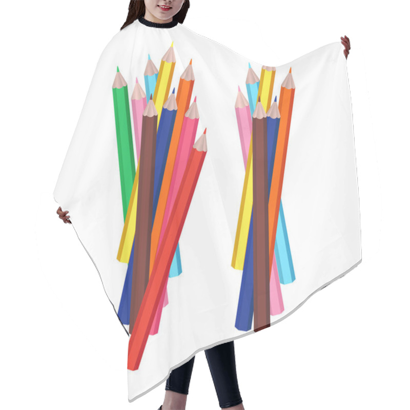 Personality  Group of colorful pencils hair cutting cape