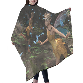Personality  3d Rendering Of A Fairies Flying In Magical Forest Surrounded By Flock Butterflies Hair Cutting Cape