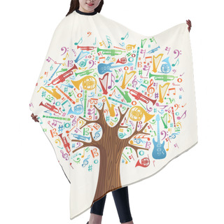 Personality  Abstract Musical Tree Made With Instruments Hair Cutting Cape
