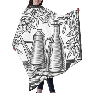 Personality  Retro Olive Oil Still Life Black And White Hair Cutting Cape