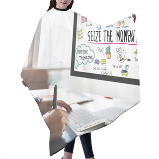 Personality  Working Person With Computer Hair Cutting Cape