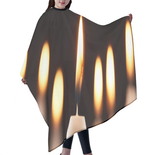 Personality  Selective Focus Of Burning White Candle Glowing Isolated On Black, Panoramic Shot Hair Cutting Cape