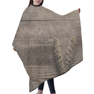 Personality  Top View Of Herbal Smudge Sticks On Wooden Background Hair Cutting Cape
