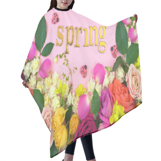 Personality  Springtime Overhead Flat Lay Floral Display Hair Cutting Cape