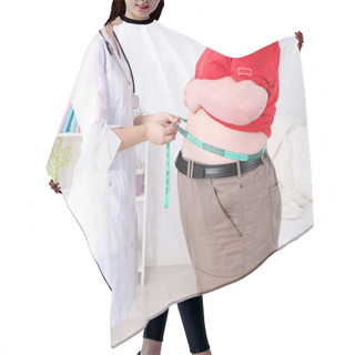 Personality  Doctor Examining  Patient Obesity On Light Background Hair Cutting Cape