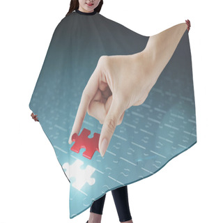 Personality  Hand Embed Missing Puzzle Piece Into Place. Hair Cutting Cape