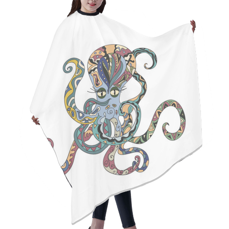 Personality  Colored Octopus Tattoo Hair Cutting Cape