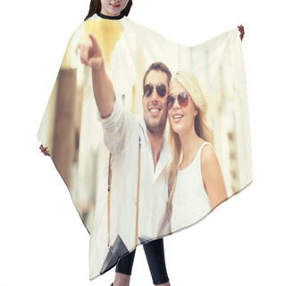 Personality  Couple With Map, Camera And Travellers Guide Hair Cutting Cape