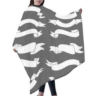 Personality  Vector Set Of White Ribbons Hair Cutting Cape