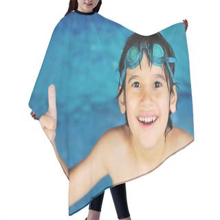 Personality  Little Boy At Swimming Pool Hair Cutting Cape