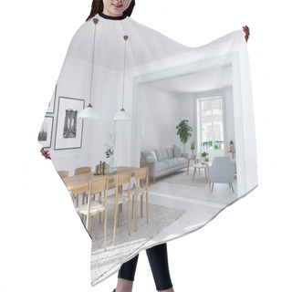 Personality  Modern Nordic Dining Room In Loft Apartment. 3D Rendering Hair Cutting Cape