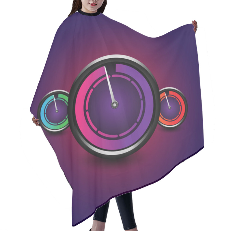 Personality  Set Of Vector Speedometers Hair Cutting Cape