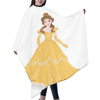 Personality  Beautiful Princess In A Yellow Dress. Hair Cutting Cape