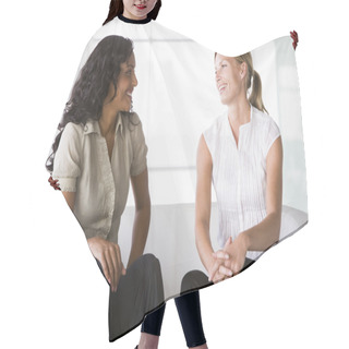 Personality  Businesswomen Talking In Office Lobby Hair Cutting Cape