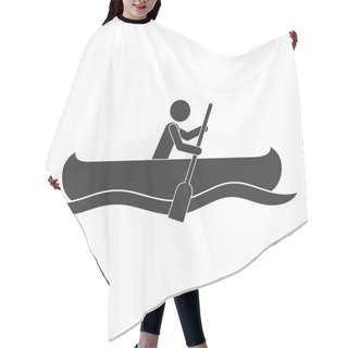 Personality  Monochrome Silhouette With Man Paddling In Canoe Hair Cutting Cape