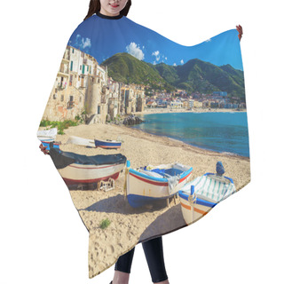 Personality  Old Beach In Cefalu With Fishing Boats Hair Cutting Cape