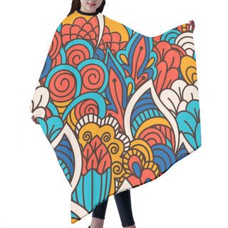 Personality  Hand Drawn Seamless Pattern With Floral Elements.  Hair Cutting Cape