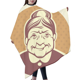 Personality  Vector Portrait Of Lovely Grandmother Hair Cutting Cape