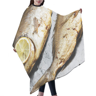 Personality  Baked Dorado Fish On Metal Tray Hair Cutting Cape